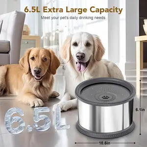 6.5 Liter (1.6 Gallon) Extra Large Capacity Stainless Steel Spill Resistant Slow Food Dog Bowl for Large Dogs