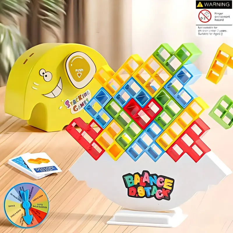 Fun Balance Stack Game Set, Stacking Game, Brain Challenge for Kids & Adults, Family Gathering Interactive Party Toy, Focus & Coordination Building Blocks, Stacker