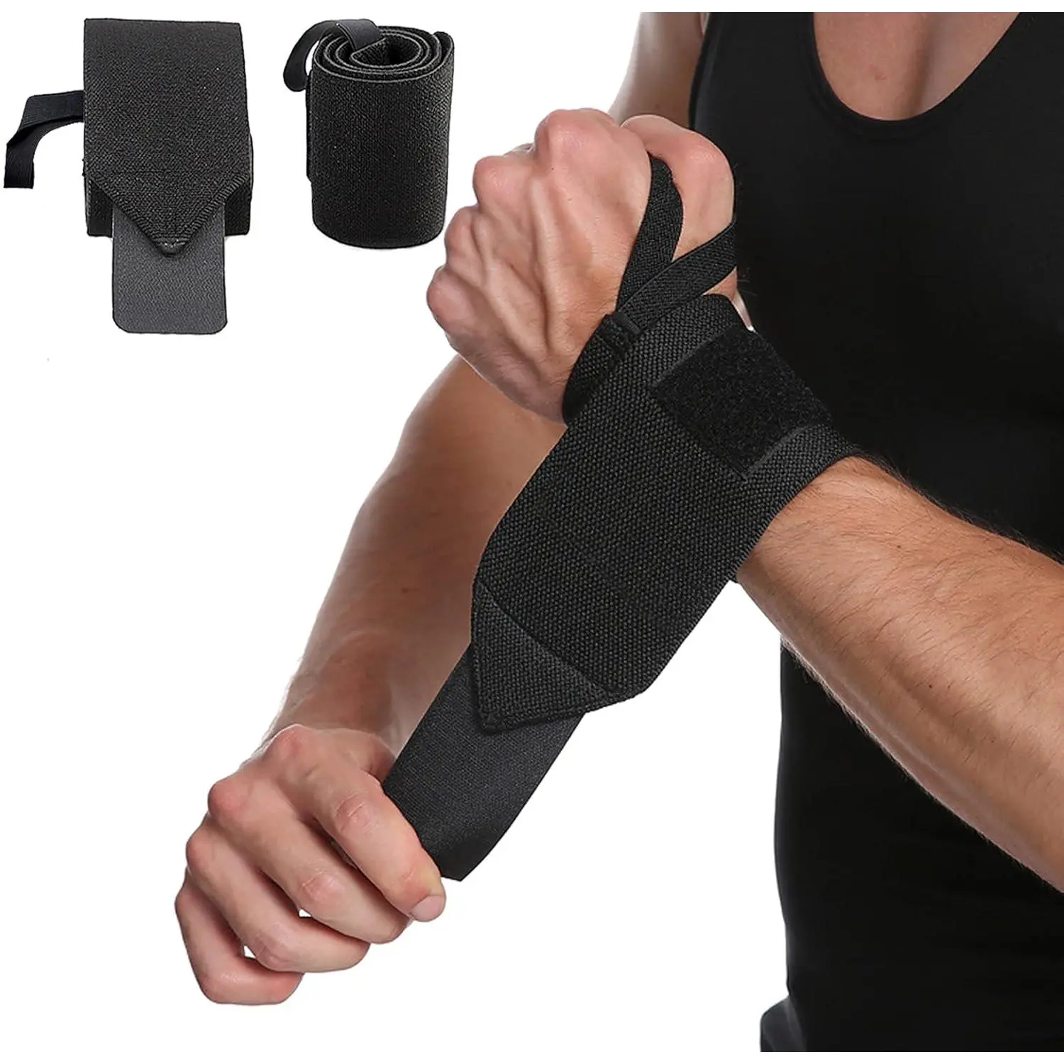 Wrist Wraps, 2 Pack Wrist Brace Wrist Straps for Weightlifting, Wrist Straps Lifting Straps Wrist Weights  Wrist Brace, Wrist Brace for Working Out Gym Accessories for Men (Black)