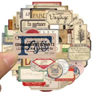 Vintage Sticker, 50pcs/set Nostalgia Retro Sticker, Scrapbooking & Journal Making Material Paper, DIY Decorative Sticker for Stationery Computer Water Bottle, Adhesive Stickers