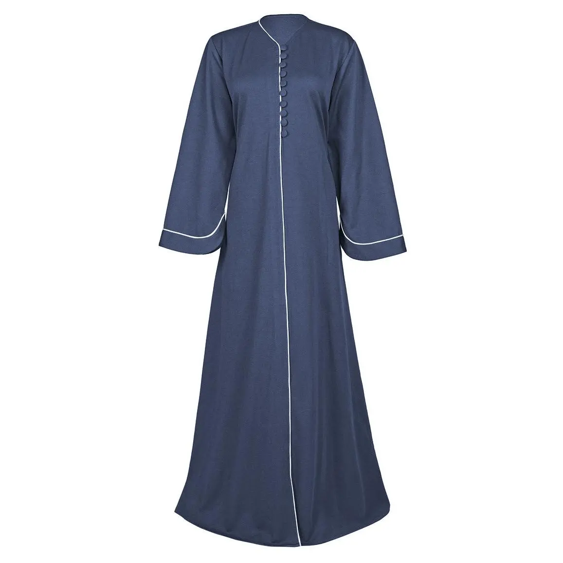 WARM CORDUROY Front Button Down Abaya With White Piping