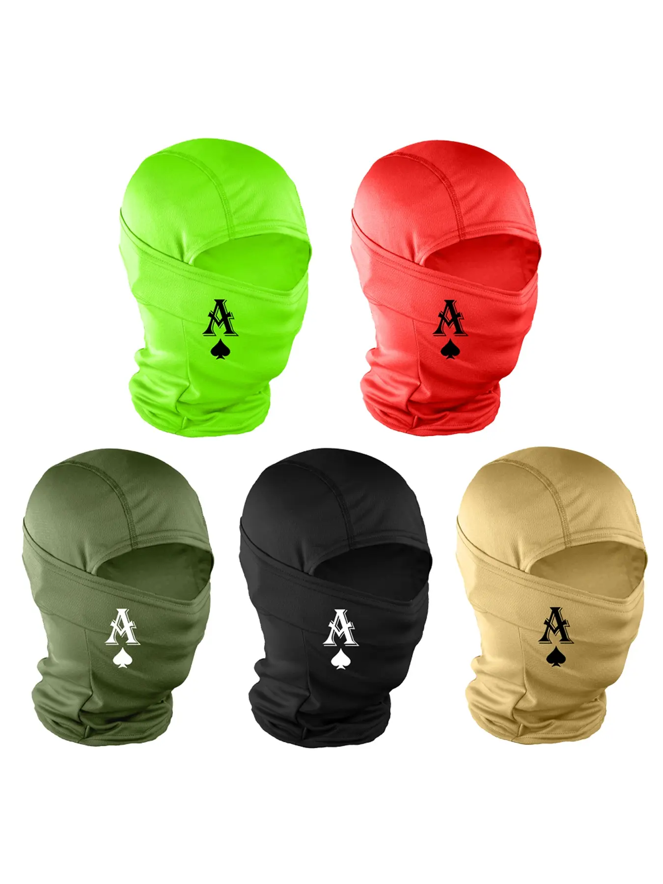 Letter a Print Ski Mask for Men & Women, Woven Fabric Sporty Design, Loose-Fit Face Cover Balaclava Headwear for All-Season Outdoor Activities