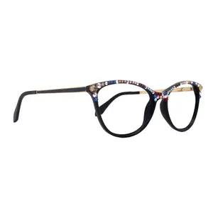 Cattitude Bling Reading Glasses 4 Women W Multi Color Genuine European Crystals, Magnifying Cat Eye  NY Fifth Avenue Black Frame