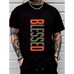 Men'S Plus Size Casual Crew Neck T-Shirt - Geometric-Pattern, Smooth Cotton Knit Fabric, Medium Stretch - Short Sleeve Tee For Leisure & Everyday Wear |   Breathable Comfort Fit |   Machine Washable graphic tee