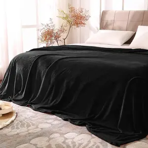 Fleece Blankets Queen Size for Bed, Luxury Plush Cozy Fuzzy Black Blanket 90x90 Inches, Super Soft Warm Lightweight Throw Blanket All Seasons Suitable