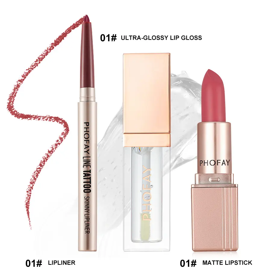 Phofay maracuja juicy lip gloss and liner collector's set lip makeup Cosmetic Long Lasting