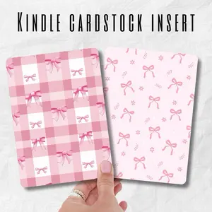 2-Pack Coquette Pink Bow Kindle Inserts – Glossy or Glitter Laminate – Cardstock Kindle Decor – Multiple Sizes Tablet Covers Aesthetic Cases Computer case