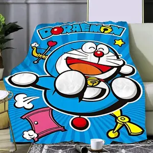 Cute Cartoon Printed Blanket Picnic Blankets Warm Blanket Soft and Comfortable D-DoraemonS Blanket Home Travel Birthday Gift