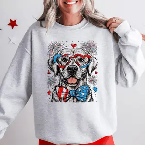 Labrador Retriever Patriotic Dog, USA, America, Pet Lover, 4th of July Sweatshirt, Crew Neck, Women's, Crewneck