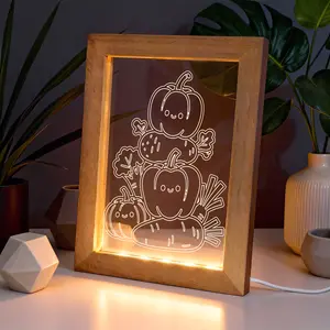 Veggie Glow Night Light Frame - LED Acrylic Photo Frame with Cute Vegetable Design, Soft Warm Light for Bedroom, Unique Home Decor Gift
