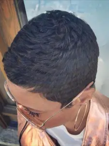 Pixie Cut Wig for Women Curly Wave Wig Halloween Wig Full Machine Made Wig 150% Density 6 Inch Pre Cut Wigs