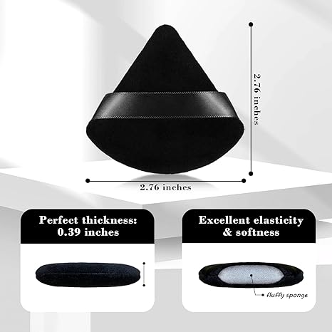 10-piece set of triangular soft sponge puffs, suitable for both dry and wet use, multi-functional set, available in pink and black, compatible with loose powder, foundation, blush, concealer, makeup application, and setting.