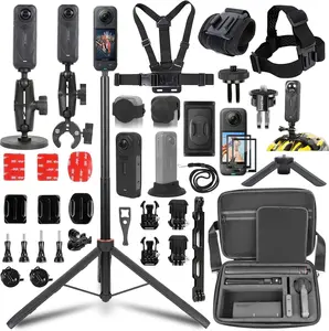 Accessories Kit for Insta360 X5,Included Carrying Case with Belt,135cm Selfie Stick Tripod,Aluminium Handlebar Clamp.2 Pcs Metal 1/4" Adapter,Magnetic Mount,4 Pcs Body Strap Mount,and Other