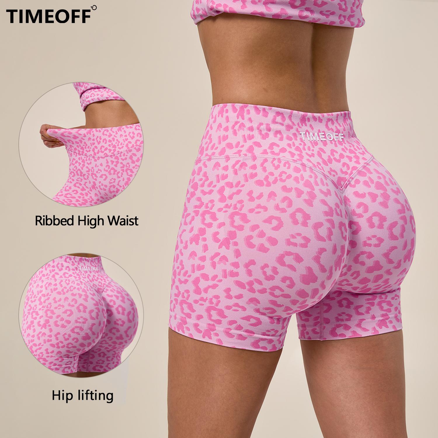 TIMEOFF Women's Fresh Fashion Sports Shorts, High Waist Seamless Sculpt Stretch Activewear with Anti-Roll Waistband for Yoga & Daily Fit, Women's Clothes, Leopard Print Wear, Cheetah Print, Clothes For Women