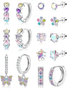 Hypoallergenic Earrings for Girls Women Stainless Steel Hoop Earring Sets for Sensitive Ears Screw Back Stud Earrings Set Cute Girls Toddler Earrings Kids Earrings Jewelry for Teen Girls