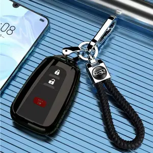 Key Fob Cover Fit for Toyota 4Runner C-HR Corolla RAV4 Highlander Prius Prime C V AWD-e Smart 3 Buttons Key Fob | Car Accessories | Remote Key Protection Case