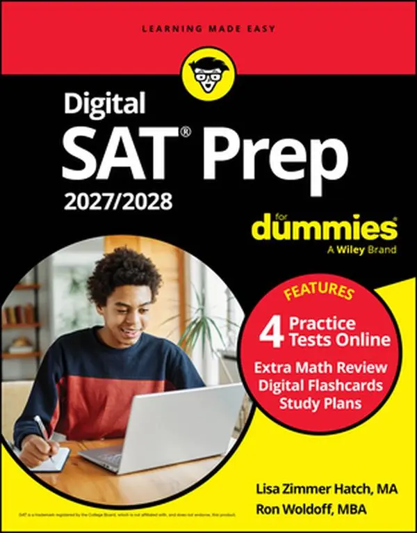 Digital SAT Prep 2027-2028 for Dummies Paperback Book - Lisa Zimmer Hatch, 4 Full-Length Practice Tests Online, English & Math Prep, Digital Flashcards, Study Plan Building, College Preparation