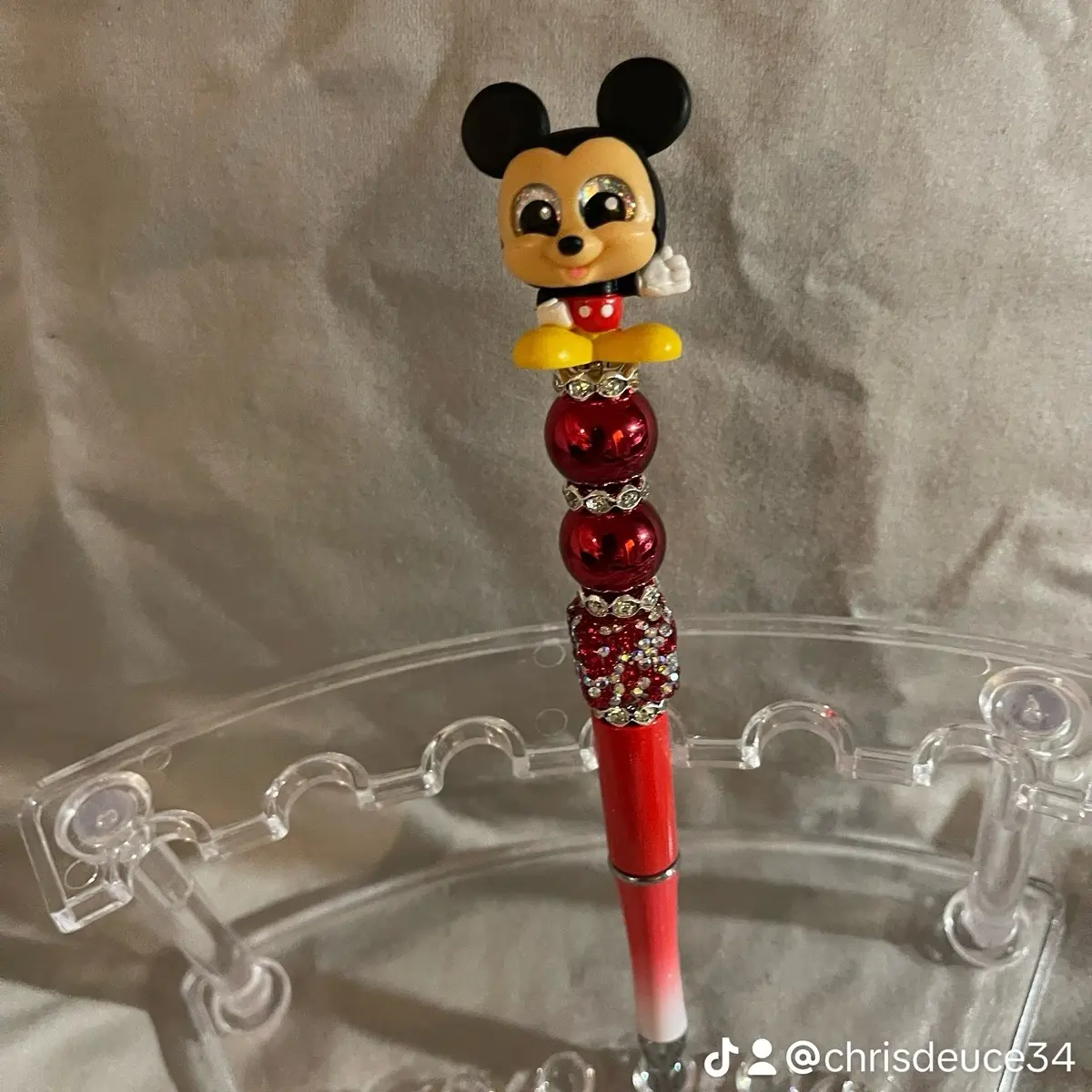 Beaded retractable Pen custom made acrylic beads plastic pen black ink IDO type