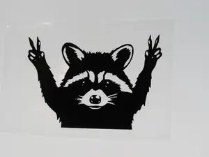 Peace Sign Raccoon Decal by Castawayacres, Durable Sticker for Indoor and Outdoor Use