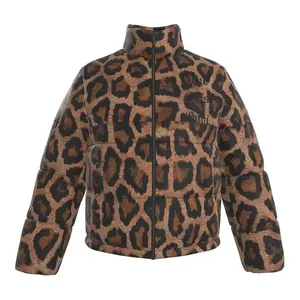Jené Sais Quoi Leopard Print Puffer Jacket - Fitted Long Sleeve Casual All Seasons Medium Length Silk Satin Luxe Outerwear