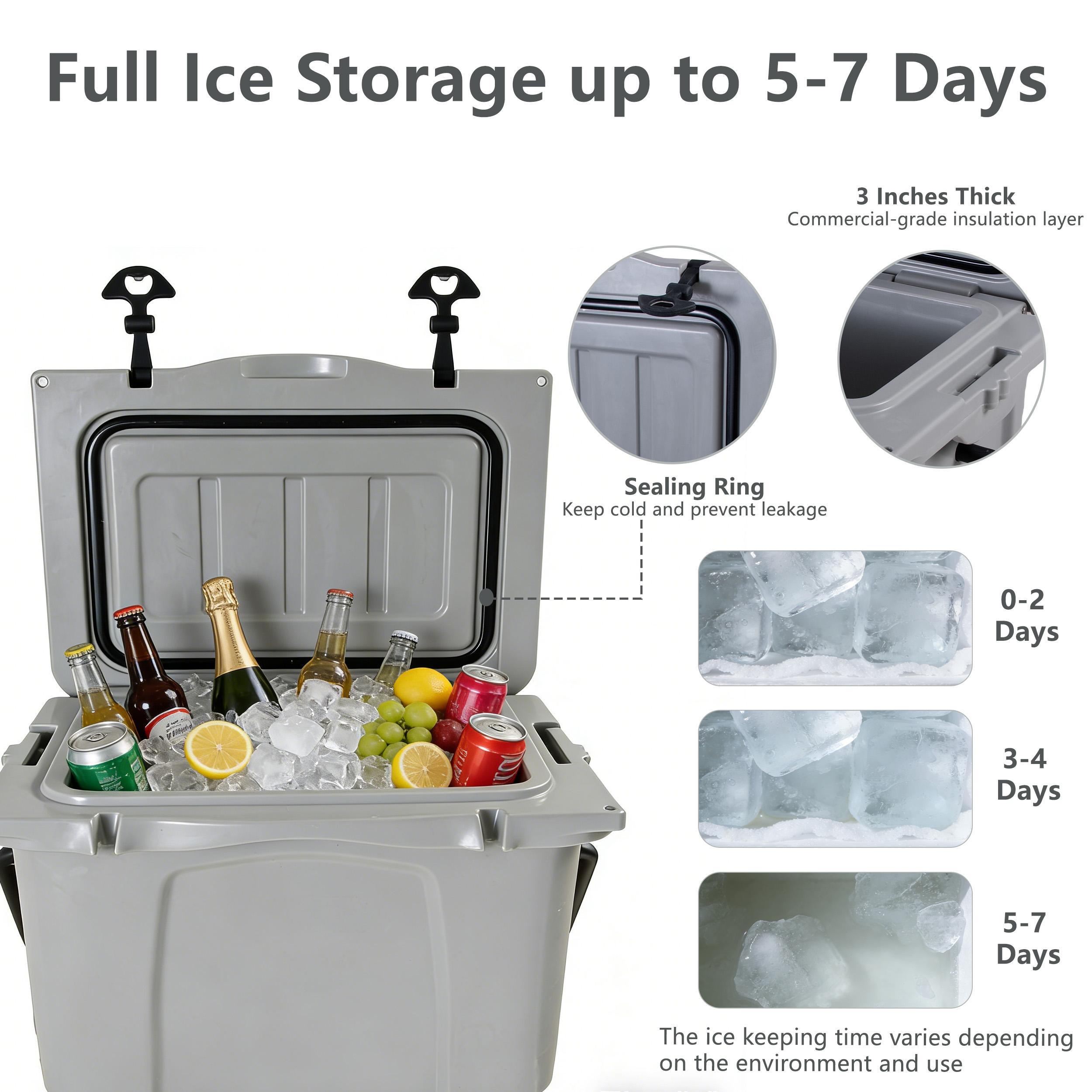 Dufominc 25QT Volume Sturdy Rotational Mold Insulated Hard Cooler with Ergo Handle, Large Size, Bottle Opener, Cup Holder, Forming Ruler, 5-7 Day Ice Retention for Camping, Beach, Travel Dufominc 25QT Volume Sturdy Rotational Mold Insulated Hard Cooler with Ergo Handle, Large Size, Bottle Opener, Cup Holder, Forming Ruler, 5-7 Day Ice Retention for Camping, Beach, Travel