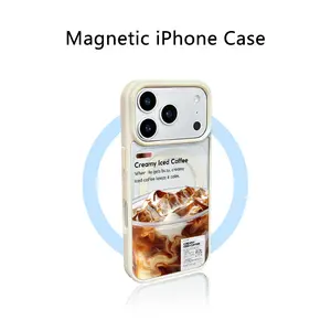 Creamy Iced Coffee Aesthetic MagSafe Phone Case - Hybrid Acrylic Shockproof Cover for iPhone 17 16 15 Pro Max Samsung S25 S24 Ultra