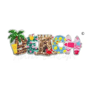 Beach Summer Sequin Embroidery Patch-Large