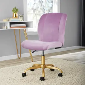 Lilac Bloom Plush Velvet Office Chair, Soft Comfortable Swivel Desk Chair with Rolling Wheels