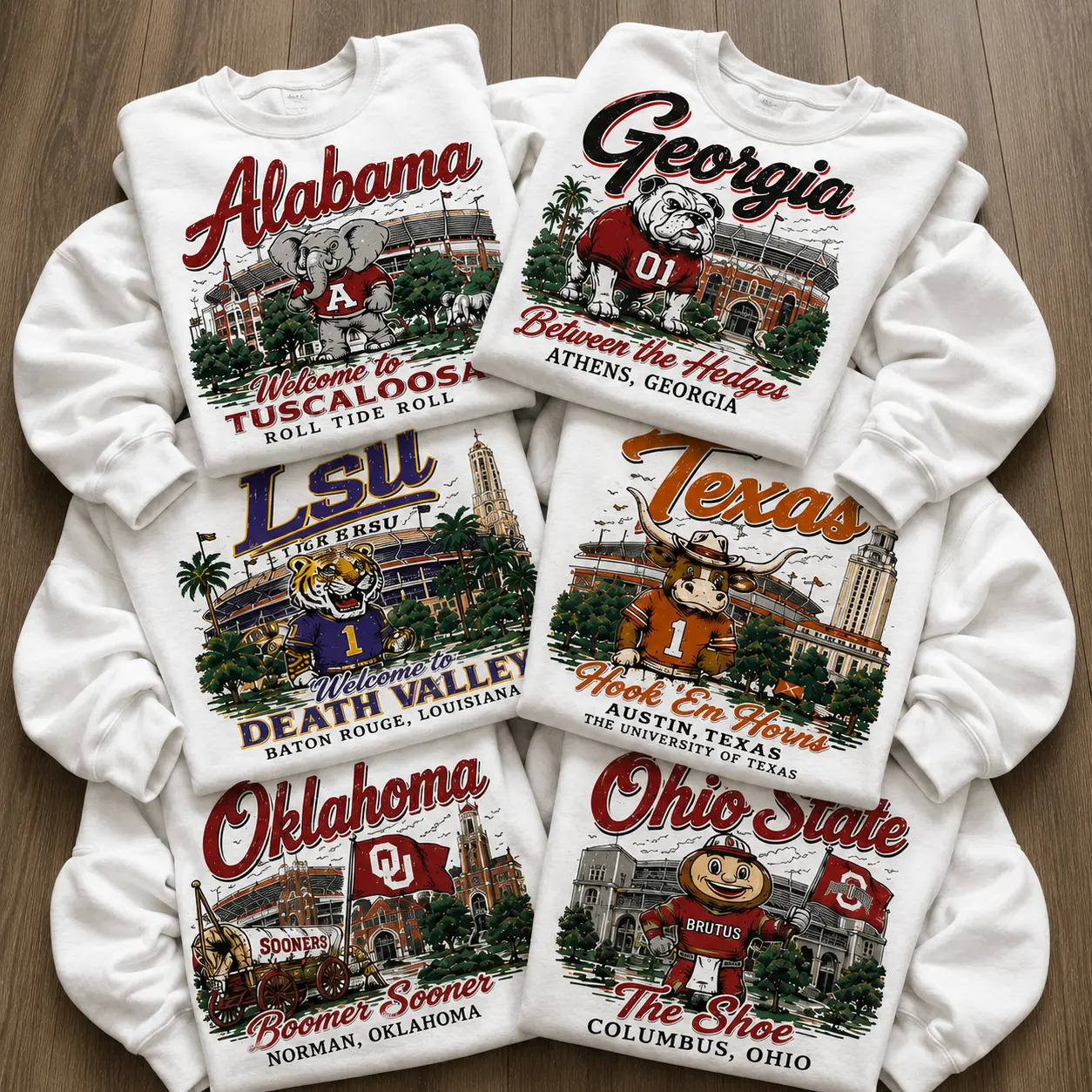 Vintage All Team Football Mascot White Color Sweatshirt, Retro College Team Graphic Sweatshirt, Stadium Pride Shirt, Distressed Game Day Fan Apparel Gift for Men Women