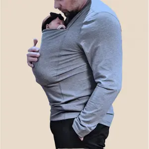 New Premium Kangaroo Dad Multi-Functional Long-Sleeve T-Shirt Heavyweight Version Casual Wear for Dad with Comfortable Fit Breathable Design for Babe wind  proof  clothing gift  mechanic full zipper jacket snap wool blend trench coat double-sided polar fl