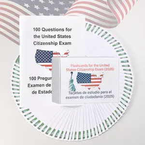 US Citizenship Flash Cards 2025 | 100 USCIS Civic Flash Card (Questions & Answers) | Bilingual English & Spanish Naturalization Test Study Guide | Includes Booklet & Portable Cards Ideal Gifts