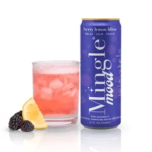 Mingle Mood - Sparkling Adaptogen Drinks with Ashwagandha & L-Theanine | Non-Alcoholic Cocktail Alternative - 12 Pack - Berry Lemon Bliss, Spicy Margarita, Citrus Spritz, Watermelon Spritz