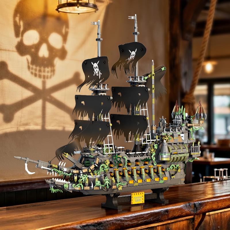 2434pcs Unique Plastic Pirate Ship Building Blocks Set - Nautical Sailboat Model Building Kits, Do It Yourself Open Ended Play Toy for 12+ Movie Lovers, Collectible Christmas/Birthday Gift & Home Decor