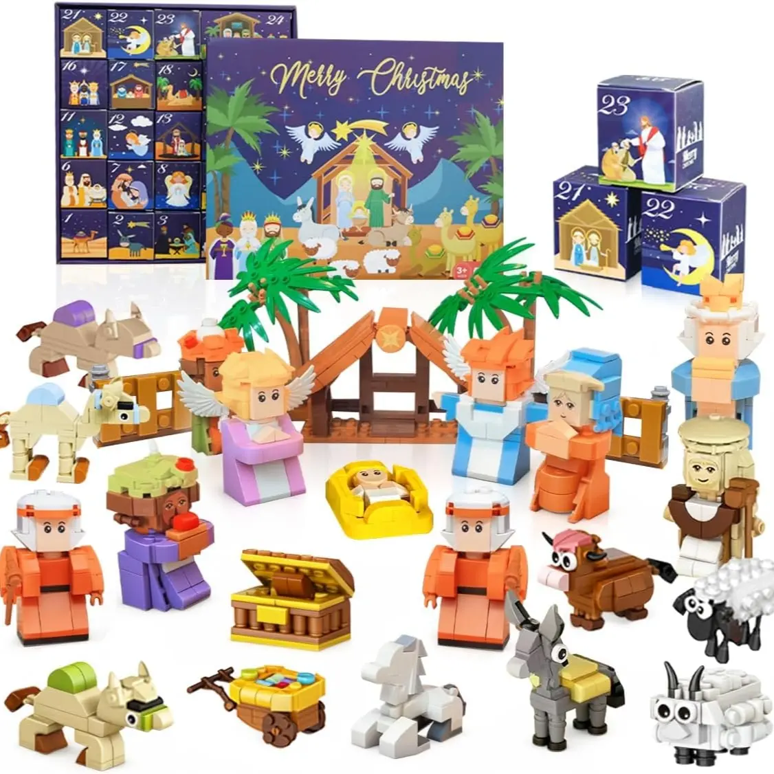 Christmas Countdown Calendar Set, 24 Days Christmas Scene Kit, Building Block Advent Calendar, Suitable for Boys Girls Adults