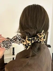 Fashionable Leopard Print Bowknot Bun Hair Clips Set, High Quality Stylish Women's Hair Accessories, Elegant Design for Daily Use