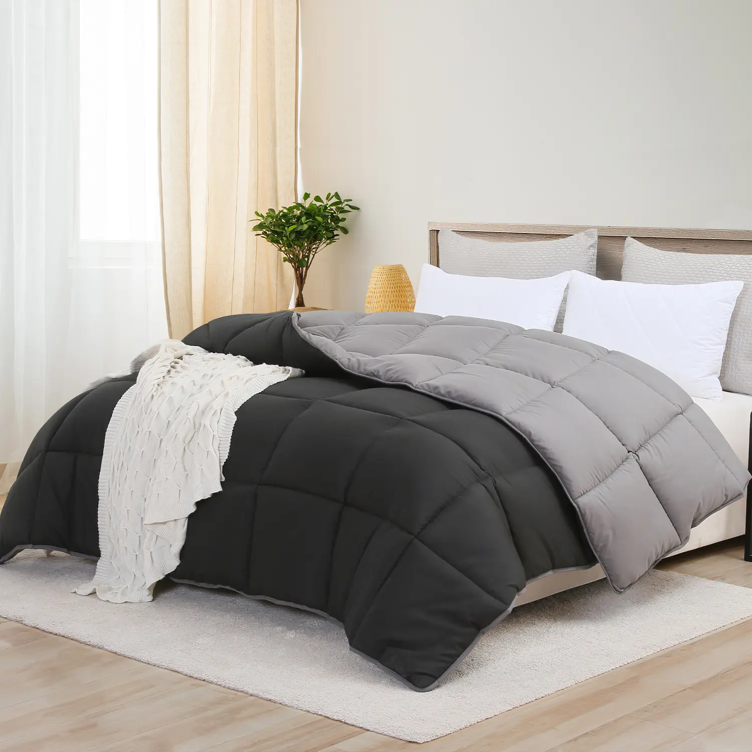 Twin Down Alternative Comforter All-Season with Corner Tabs Duvet Cover Puffed Quilt Bedding Set Soft 250 GSM Warmth,back to school,back to school shopping,home decor-#TikTokShopBackToSchool sohochic
