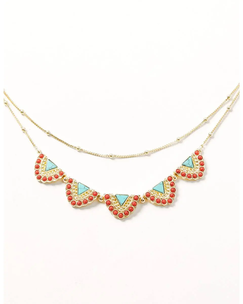 Women's Fan Layered Necklace