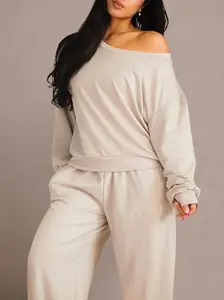 Sloping Shoulder Long Sleeve Top (Moonstone)