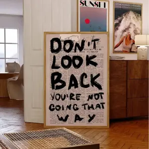 Vintage Typography Print, 70s Psychedelic Poster Black Wall Art, Trippy Retro Newspaper Aesthetic Print for Home Decoration