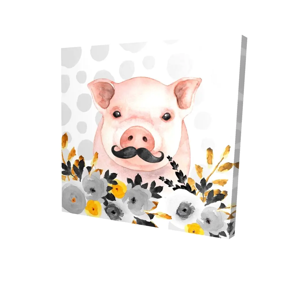 Begin Home Decor 2080-2424-CH2-1 24 x 24 in. Little Disguised Pig Black Canvas - Animal Bedroom Decor