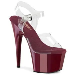 Pleaser Adore-708 Womens Sandals in Clear/Burgundy