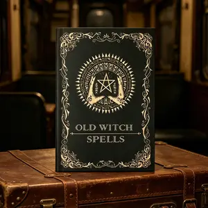 Old Witch Spells Hardcover Grimoire: Black Book with Gold Foil Pentagram & Ornate Designs, Gothic Wicca Spell Book, Vintage Witchcraft Journal for Spells, Rituals & LARP Cosplay