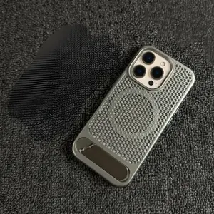 2026 New Luxury Honeycomb Mesh Breathable Heat Dissipation Protective Phone Case, Cover with Invisible Kickstand for iPhone 17 Pro Max 16 Pro Max 15 Pro Max 14 Pro Max 13 Pro Max 12 Pro Max, Hard PC, Shockproof Anti-Drop Anti-Scratch Slim Lightweight