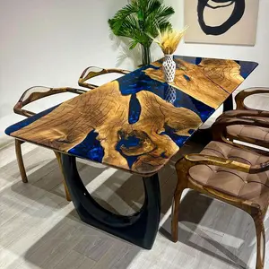 [OSM008] Olive Wood Epoxy Table custom epoxy river slab table, Executive Desk, Custom Large Epoxy River Table, Solid Wood Slabs Table, Large Computer Office Desk Workstation, Business Furniture for Home Office