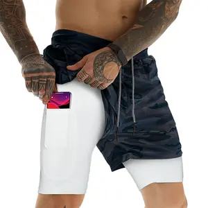 OEBLD Men's 2 in 1 Running Shorts, Quick Dry Workout Shorts with Liner, Athletic Shorts with Zip Pockets and Towel Loop