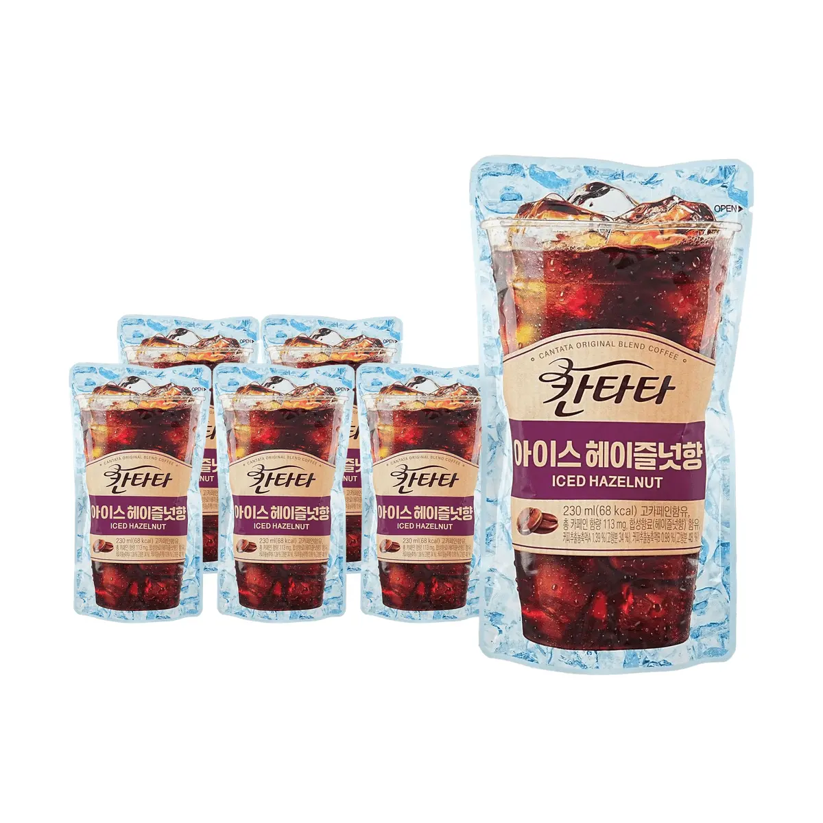 LOTTE Contata Iced Hazelnut Coffee Drink 6-Pack, 230ml Each - Low Calorie, Ready-to-Drink Korean Beverage, Convenience Store Favorite