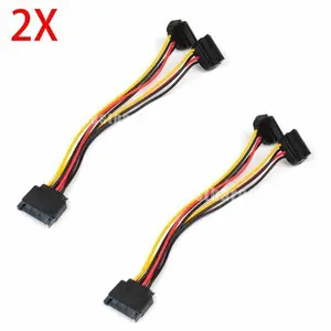 2pcs SATA Power15-pin Y-Splitter Cable Adapter Male to Female SSD HDD Hard Drive