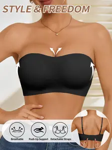 Jelly Bra for Women, Non-Wire Push-Up Lined Design, Daily Wear Comfortable Seamless Underwire-Free Bustier, Perfect for Everyday Use, Medium