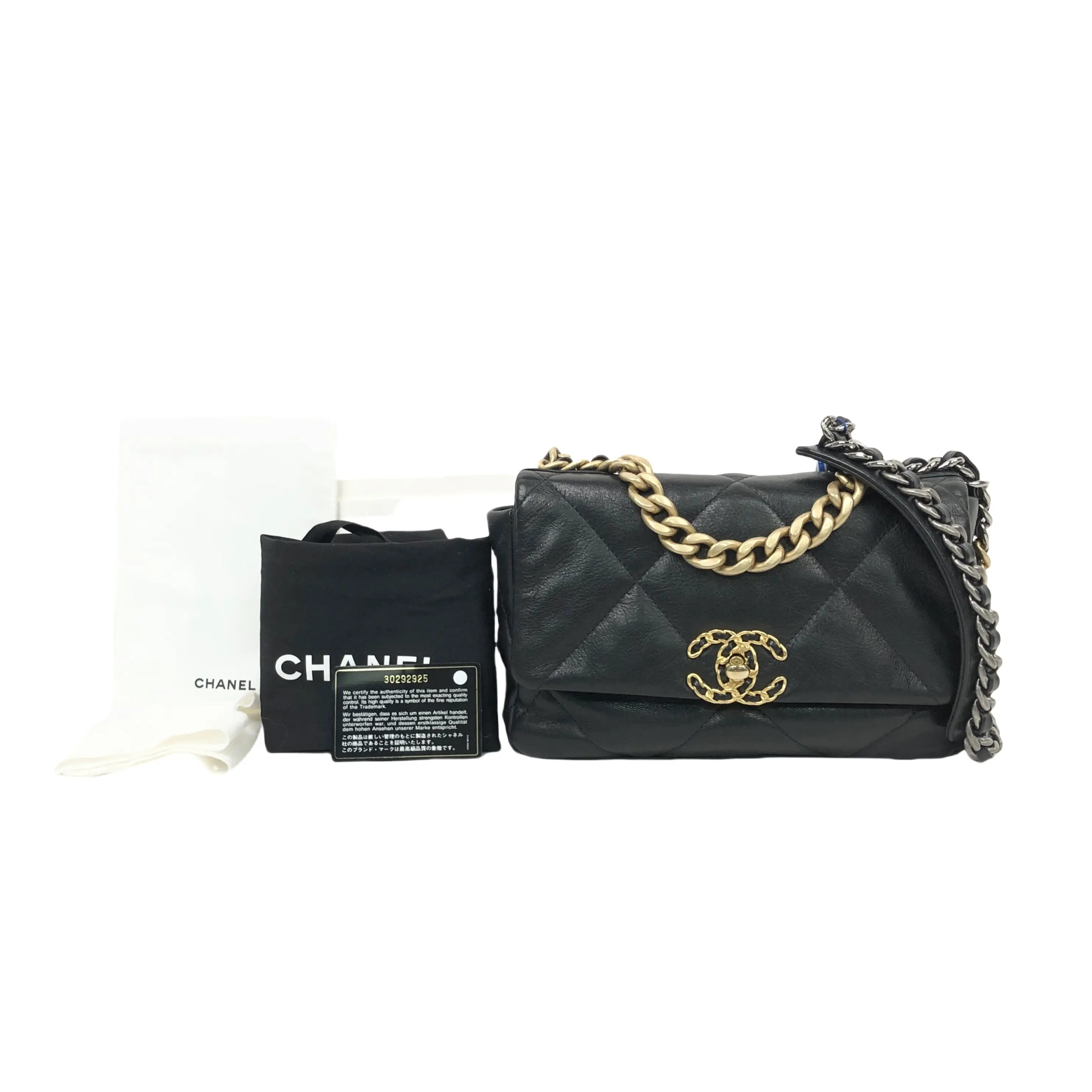 Pre-owned CHANEL Leather Shoulder Bags Chanel19 Flap Bag Quilted Medium JV00177 NO1