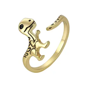Unisex Cartoonish Cute Look T-Rex Dinosaur Adjustable Ring - Durable Stainless Steel Statement Jewelry, Gift Ideas for All Occasions